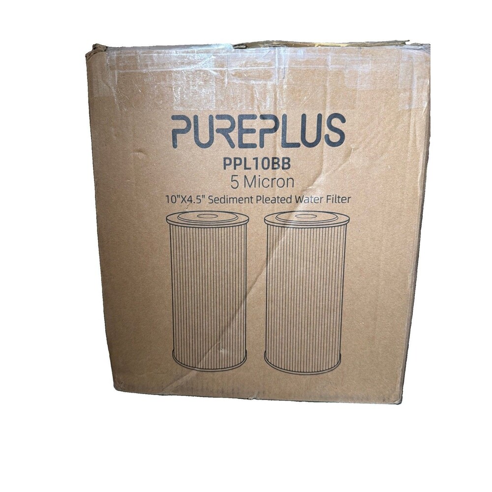 2 Pack Pureplus Micron 10" X 4.5" Sediment Pleated Water Filter PPL10BB